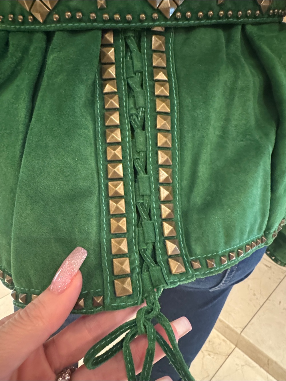 Roberto Cavalli Archival Runway Emerald Green Suede Studded Mermaid Jacket - Picture 11 of 17